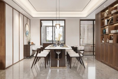 新中式家居餐厅3D模型下载